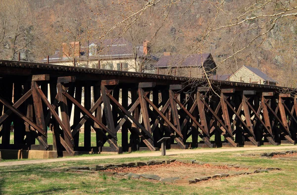 Winchester Potomac Railroad Cui Raffigurato Cavalletto Che Attraversa Harpers Ferry — Foto Stock