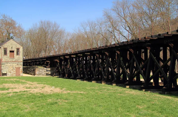 Winchester Potomac Railroad Cui Raffigurato Cavalletto Che Attraversa Harpers Ferry — Foto Stock