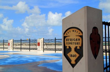 A memorial honors Africans who are buried at Higgs Beach in Key West, Florida