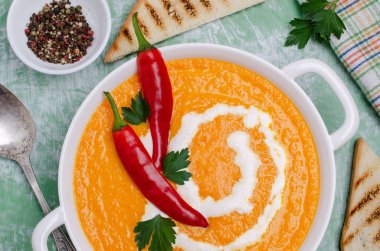 Kabak Krem çorba baharatlar ile