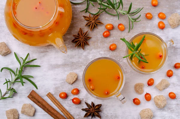 Vitamina saludable té de espino cerval de mar — Foto de Stock