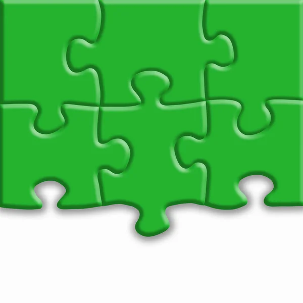白い背景に影のある緑のパズル デザインコンセプト 空間のコピー — ストック写真