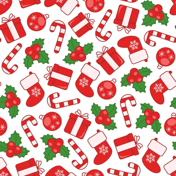 Vektornahtloses Weihnachtsmuster Weihnachtliche Elemente Perfekt Zum Einwickeln Von Papier Oder — Stockfoto