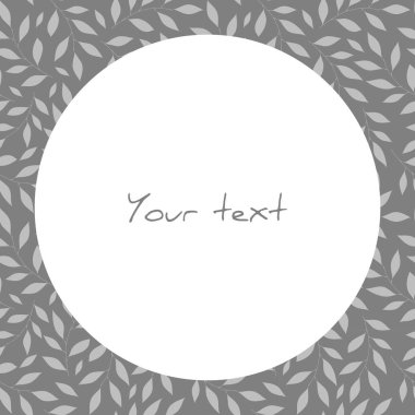 Gri arkaplanda gri dalları olan vektör çerçevesi; tebrik kartları, davetiyeler, posterler, afişler, web tasarımı için.