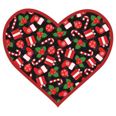 İçinde Noel elementleri olan taşıyıcı kalp.