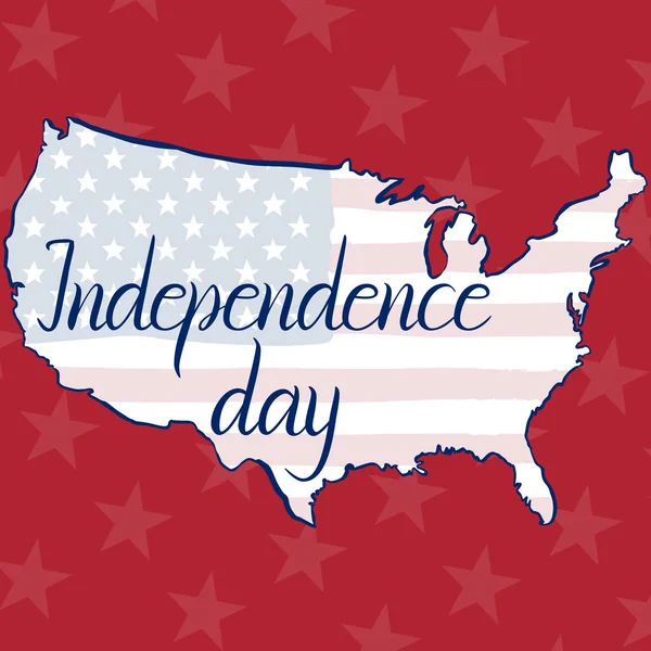 Напис День незалежності, прапор і мапі Сполучених Штатів Америки — стоковий вектор