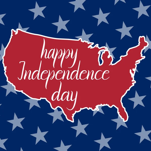 Напис з Днем незалежності і мапі Сполучених Штатів Америки — стоковий вектор