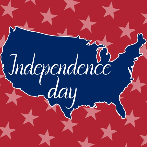 Inscripción día de la independencia y mapa de los Estados Unidos de América — Vector de stock