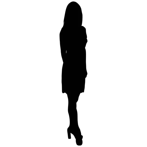 Silhouette of a sexy woman with long legs in a short dress — Stock Vector