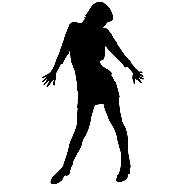 Silhouette of a woman in a short dress — Stock Vector