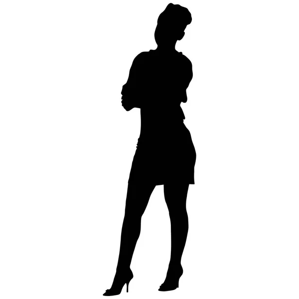 Silhouette of a sexy woman with long legs in a short dress — Stock Vector