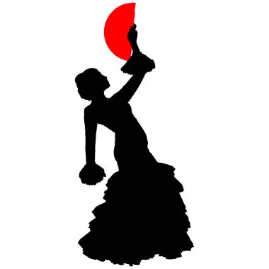 Flamenko dansçısı kırmızı bir fan ile