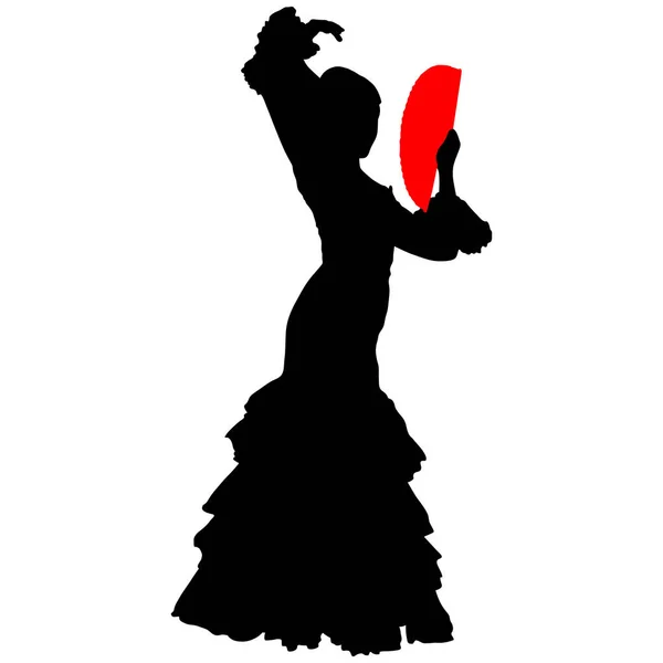 Danseuse de flamenco avec ventilateur rouge — Image vectorielle