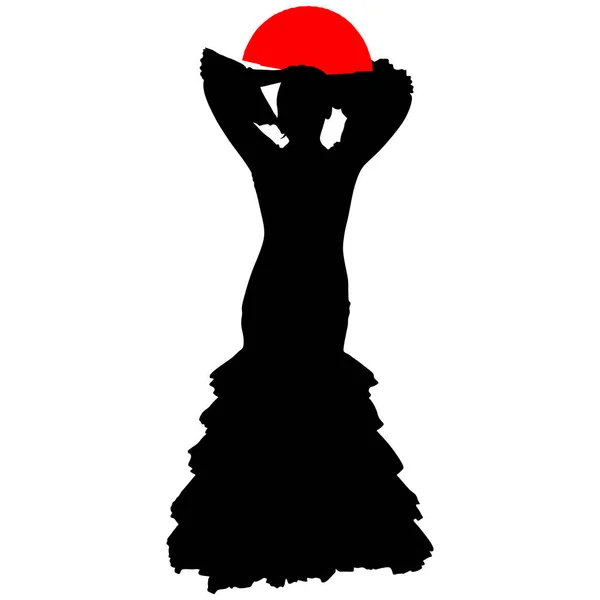 Flamencodanseres met een rode ventilator — Stockvector