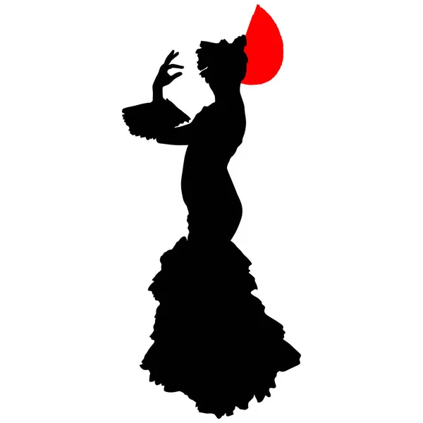Flamenco dancer with a red fan — Stock Vector