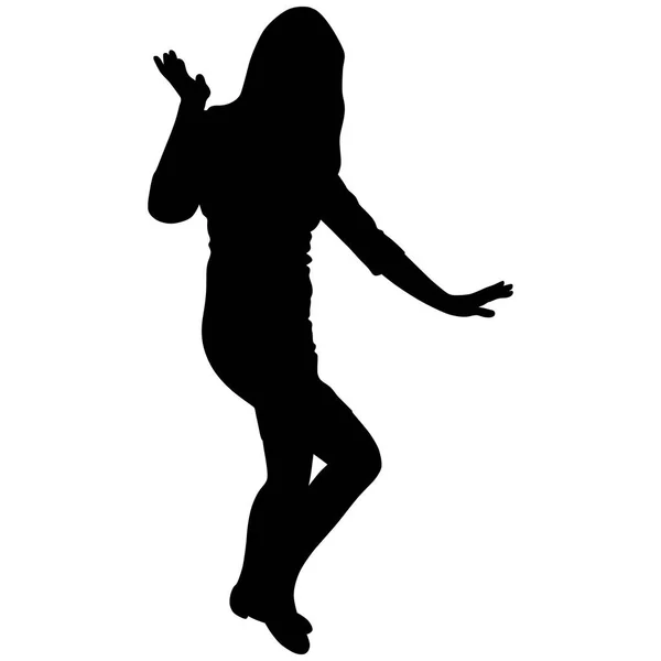 Black silhouette of a dancing woman — Stock Vector