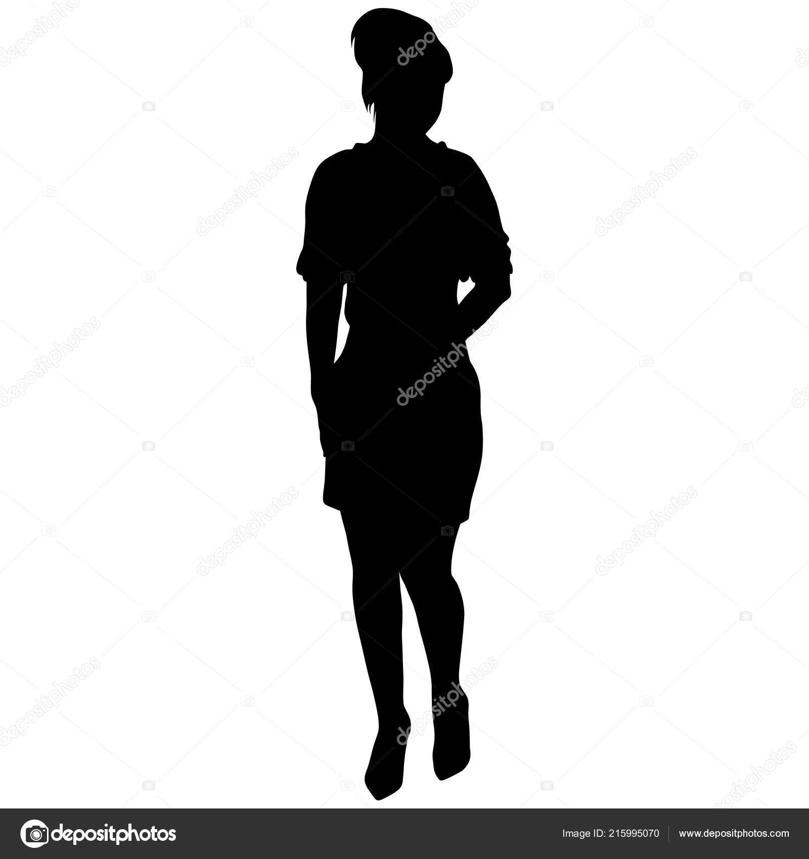 Silhouette Einer Sexy Frau Mit Langen Beinen In Einem Kurzen Kleid Stockvektor C Abelikov 215995070