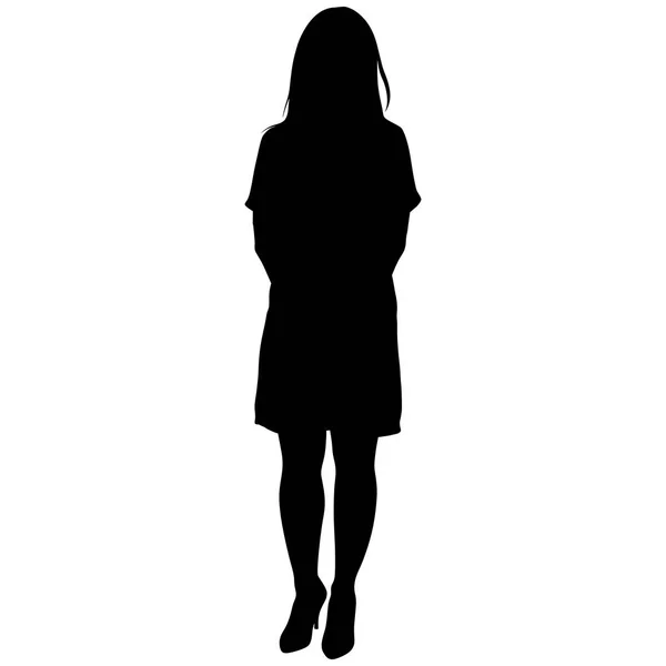 Silhuett av en sexig kvinna med långa ben i en kort klänning — Stock vektor
