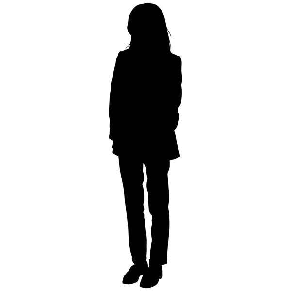 Стройная девушка в куртке, брюках и обуви — стоковый вектор