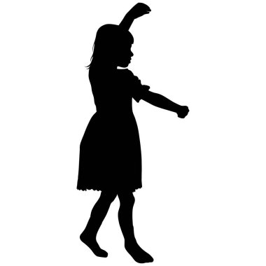 siyah siluet dans eden bir kızın elbisesi
