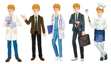 Ayarla, erkek işgal Tekdüzen bir illüstrasyon