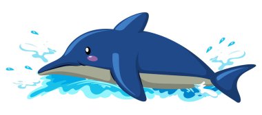 Beyaz arka plan illüstrasyon üzerinde yüzen yunus