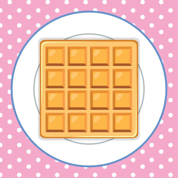 Waffle Placa Pink Background Ilustração — Vetor de Stock