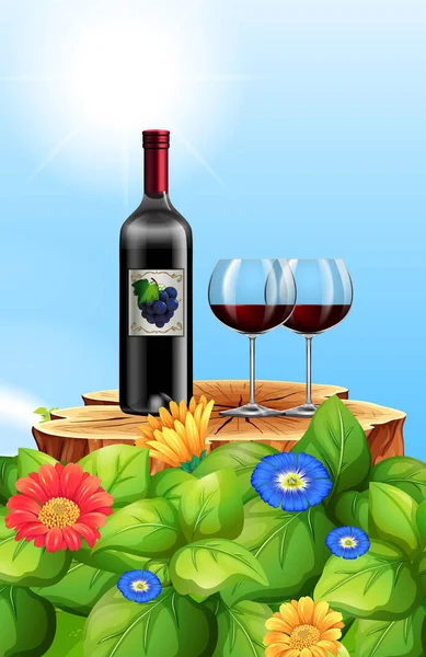 Red Wine Nature Illustration — Stock Vector