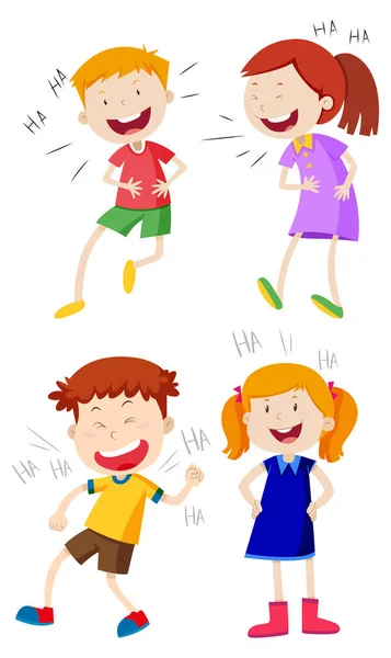 Set Kids Laughing Illustration - Stok Vektor