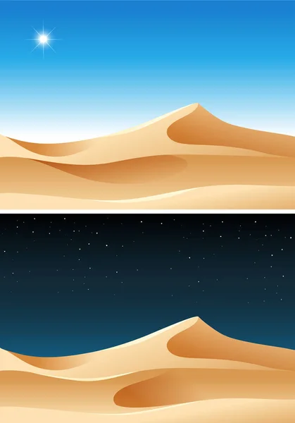 Ilustración Escena Del Desierto Diurno Nocturno — Vector de stock