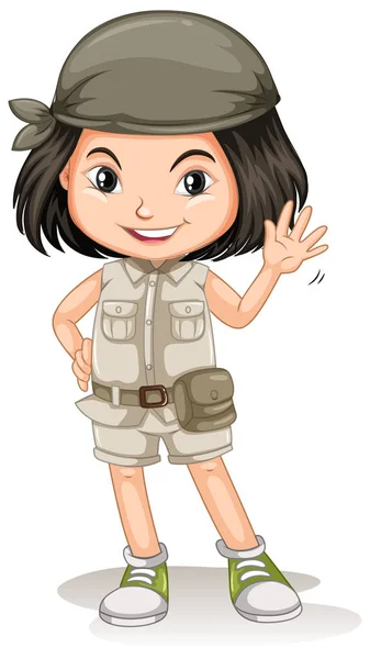 A Young Safari Girl on White Background illustration