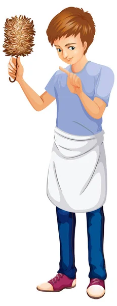 A Cleaning Man on White Background illustration