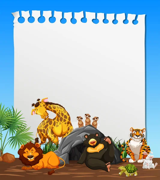 A Note Paper with Animals Theme illustration