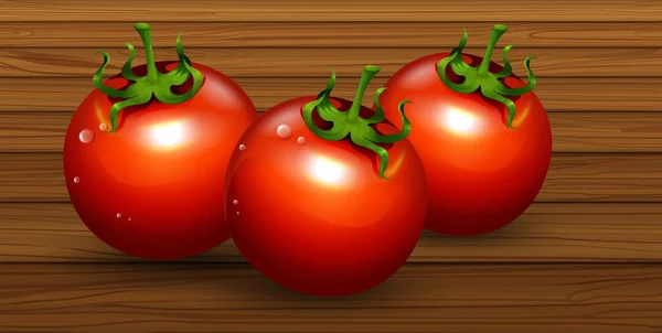 Fresh Organic Tomato Wooden Ilustrasi Latar Belakang - Stok Vektor