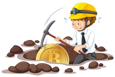 Bir Office çalışan Mining Bitcoin örnek