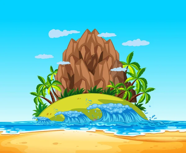 Uma Ilustração Ilha Tropical Onda — Vetor de Stock