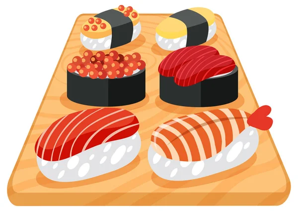 Sada Japonské Sushi Ilustrace — Stockový vektor