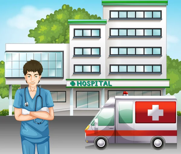 Medico Sulla Scena Dell Ospedale Illustrazione — Vettoriale Stock
