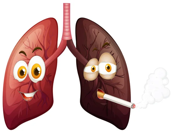 Joyeux Poumon Triste Illusion Pulmonaire — Image vectorielle