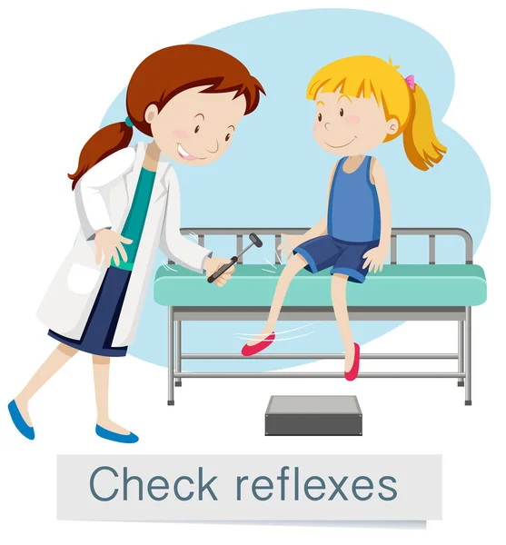A Girl Checking Reflexes with Doctor illustration