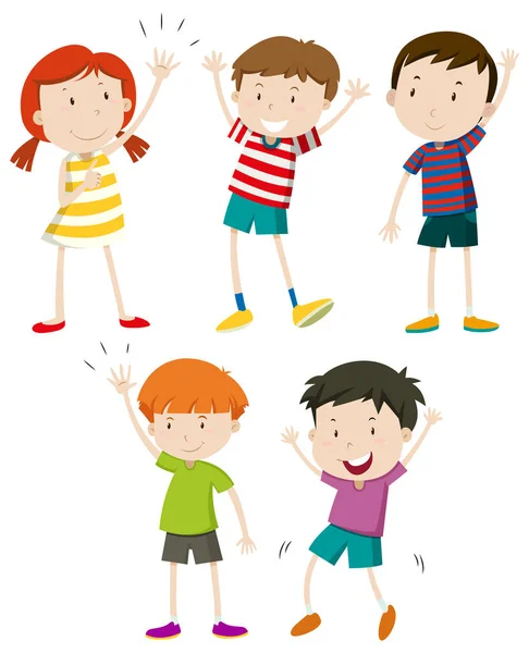 一组孩子挥舞插图 — 图库矢量图片