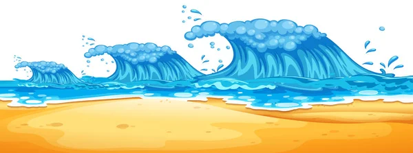 巨浪在海滩例证 — 图库矢量图片