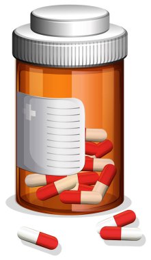 Beyaz arka plan illüstrasyon kapsülünde tıp