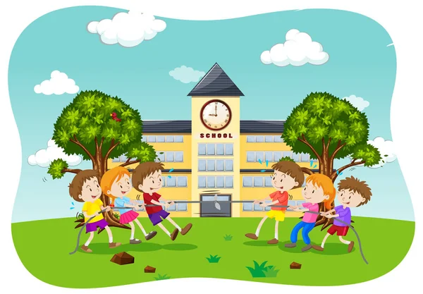 Children Play Tug of War illustration