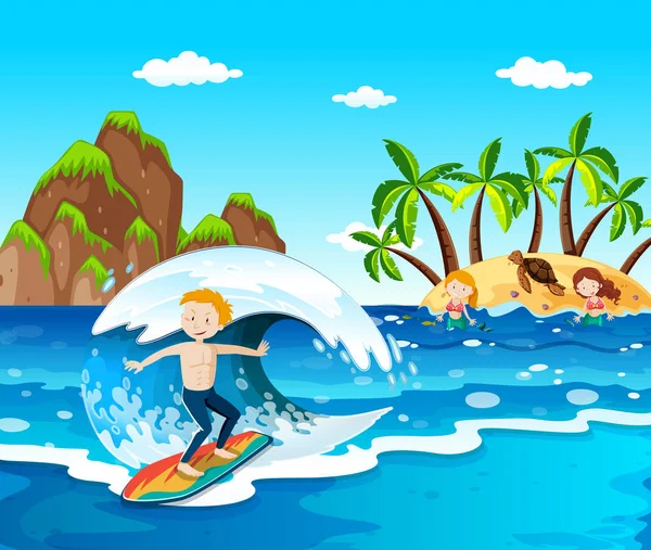 Summer Beach Island and c illustration