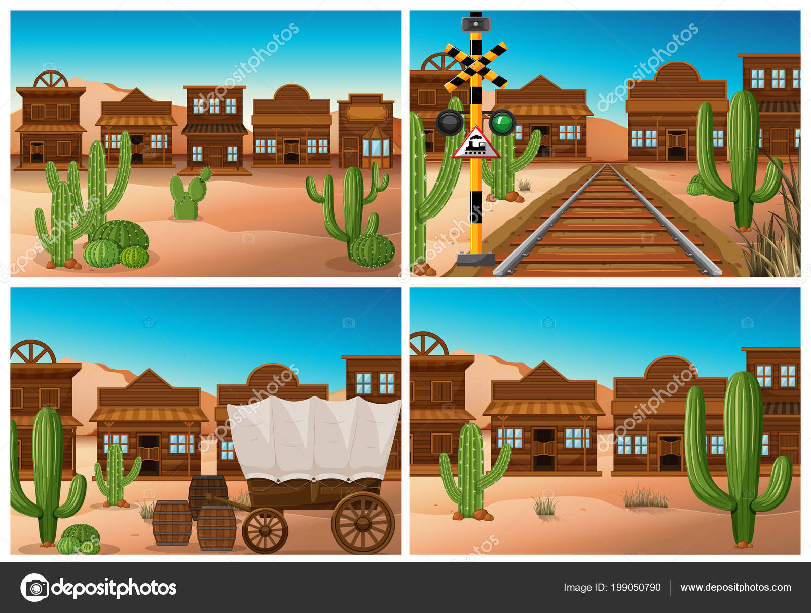 Set Wild West Town Illustration Stock Vector Image by ©blueringmedia  #199050790