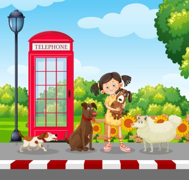Park illüstrasyon adlı bir köpek sever