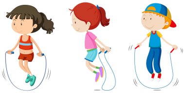 Set of children skipping illustration clipart