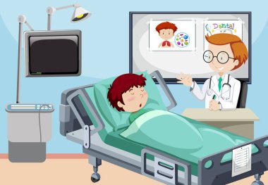 Hastane çizimde bir adamdır