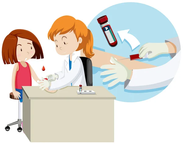 Girl Taking Blood Test Illustration — Stock Vector